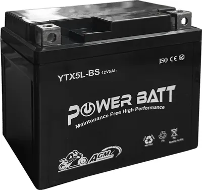 Bateri për motoçikletë Power Batt YTX5L-BS, 12V 5-AH - 1