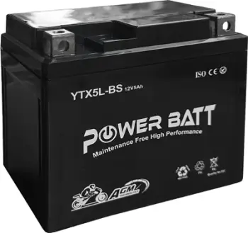 Bateri për motoçikletë Power Batt YTX5L-BS, 12V 5-AH