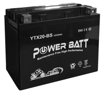Bateri për motoçikletë Power Batt YTX20L-BS, 12V 20-AH