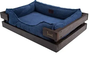 Harley &amp; Cho Shtrati për kafshët "Dreamer Wood" prej druri (L, i kaftë + denim kadife)