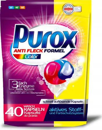 Kapsula për larje rrobash me ngjyra Clovin Purox Color, duokapsula xhel, 40 copë