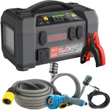 Jump starter Lokithor AW401, power bank 5 në 1, kompresor ajri, elektrik dore portokalli