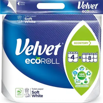 Letër tualeti Velvet Ecoroll, 4 role, e bardhë