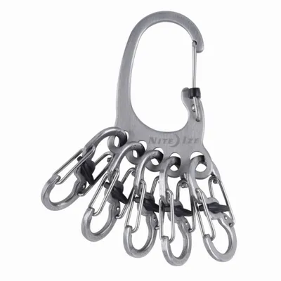 Mbajtëse çelësash Nite Ize BigFoot KeyRack, 5x karabiner MicroLock, çelik inox - 1