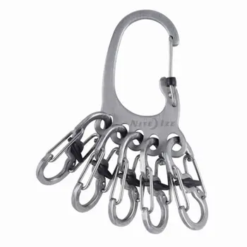 Mbajtëse çelësash Nite Ize BigFoot KeyRack, 5x karabiner MicroLock, çelik inox
