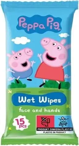 Peceta të lagështa për fytyrë dhe duar Peppa Pig Strawberry për fëmijë 15 copë