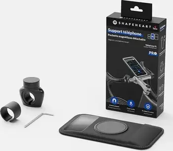 Mbajtës telefoni për biçikletë Shapeheart SHAPEHEART PRO M, montim në timon, magnetik, i zi