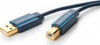 Kabull USB ClickTronic HQ, USB 2.0 A në B, 1.8m, blu