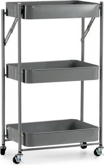 Karrocë Kuzhine Kinvara Vegetable Trolley, çelik dhe plastikë, 29.5 x 78.5 x 45.5 cm, gri