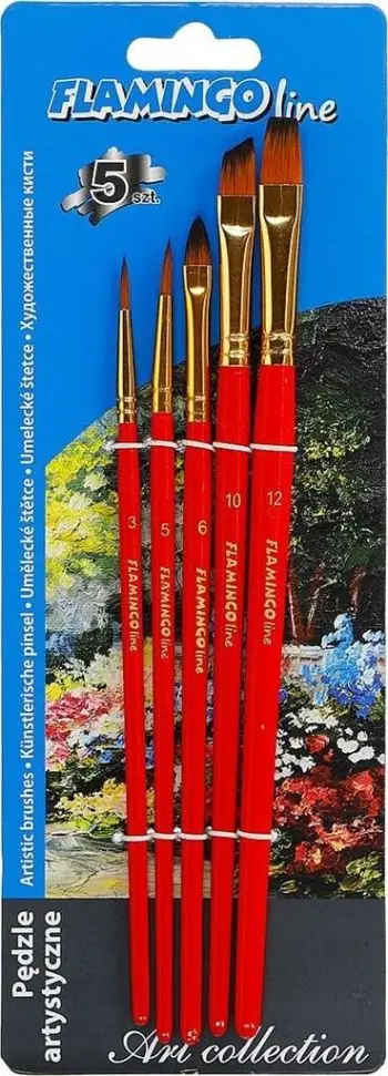 Brushë artistike sintetike Titanium Flamingo Line, 5 copë, të kuqe