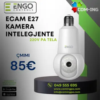 Kamerë IP poç elektrik Engo Smart ECAM - E27, 4 Mpx, e bardhë
