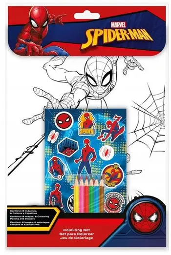 Set kreativ me libër ngjyrosjeje Spiderman, me ngjitëse, multingjyrësh