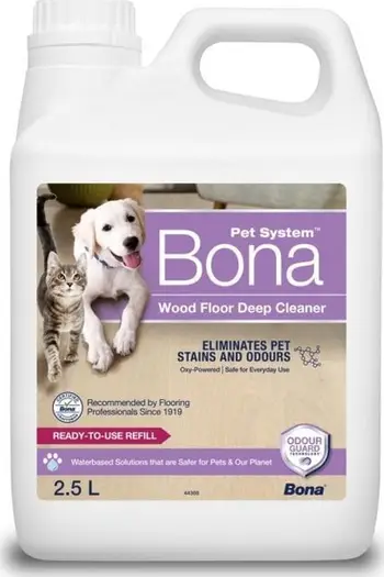 Solucion pastrimi Bona Pet për dysheme druri, 2.5L, rimbushës
