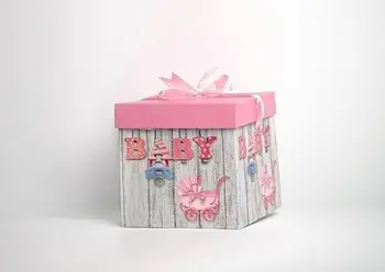 Kuti dhuratash për bebe Wydawnictwo Diecezjalne, madhësia L, 15x15x15 cm, rozë