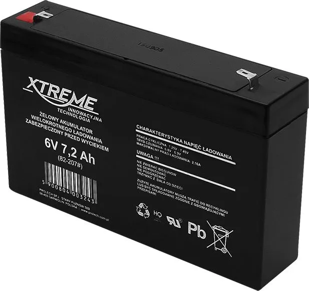 Bateri Xtreme AGM, 6V, 7200mAh, e zezë - 1