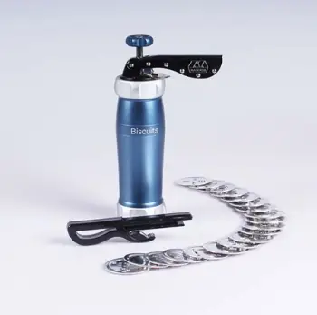 Makineri biskotash Marcato Biscuit Machine Design BI-DES-POWDBLU (BIDESPOWDBLU) manuale me disqe forme, blu