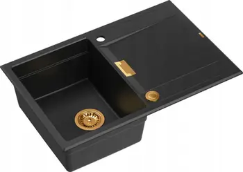 Lavabo kuzhine Owen OWEN 111 GraniteQ, 1-bërdall, 760x500 mm, pure carbon me elemente bakri