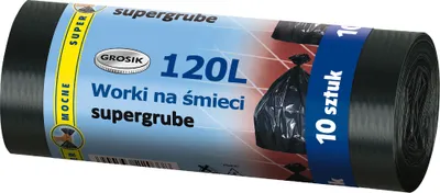 Qese mbeturinash Sarantis, 120L, 10 copë, të zeza - 1