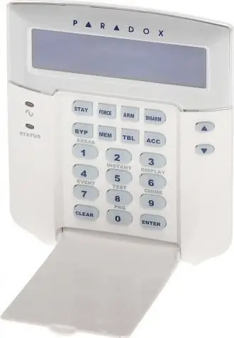 Tastierë alarmi Paradox K-641 Plus, LCD, montim në mur, e bardhë