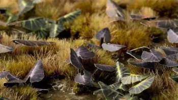 Aksesor modelimi Gamers Grass Laser Plants Black Magic Taro, set 65 gjethe, dekor diorama, ngjyrë vjollcë e errët