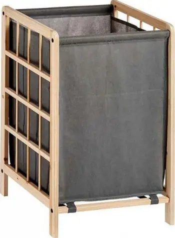 Shportë rrobash Bigbuy Home, dru dhe pëlhurë, 33 x 60 x 39.5 cm, gri