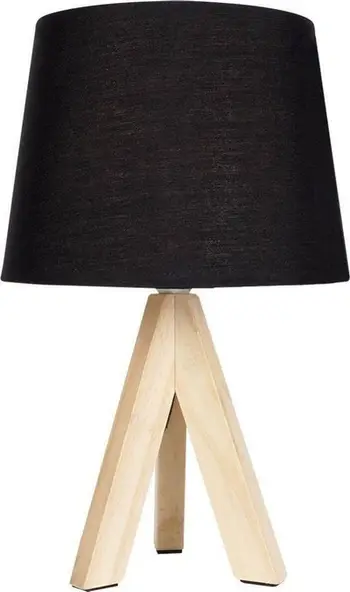 Llambë tavoline Home Styling Collection Tripod, lartësi 29cm, këmbë druri, e zezë