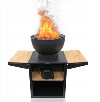 Kuzhinë kopshti Heat KJOK HBBQ.006, tas çeliku 56 cm, me plancha dhe grill, e zezë