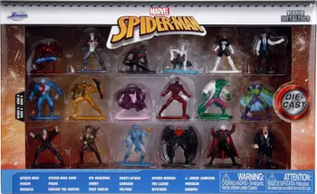 Set figurina metalike Jada Toys Spider-Man, 18 copë, versioni 9, shumëngjyrëshe