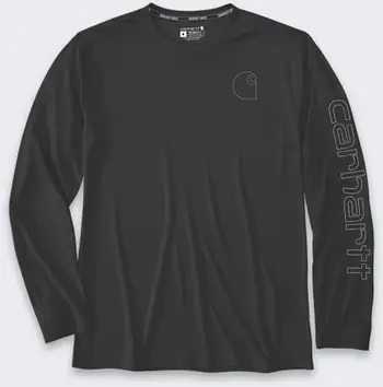 Bluzë me mëngë të gjata Carhartt Force Sun Defender Relaxed Fit, UPF 40+, teknologji FastDry, e zezë