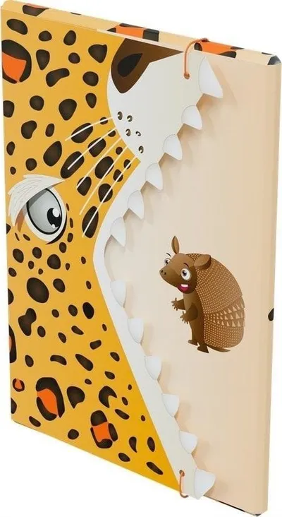 Dosje Monumi A4 me shirit elastik, dizajn Leopard - 1