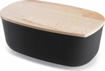 Kuti buke Practic Bread Bin, me dërrasë prerëse ahu, plastike BPA free, e zezë