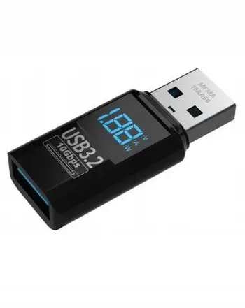 Matës energjie USB Mathorn, USB A në USB A, ekran LED, i kaltër