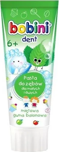 Pastë dhëmbësh Bobini Toothpaste 6+ Mint Bubble Gum, 75 ml - 1