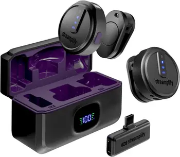 Mikrofon wireless Streamplify Mic Go, set me dy mikrofona, USB C, i zi