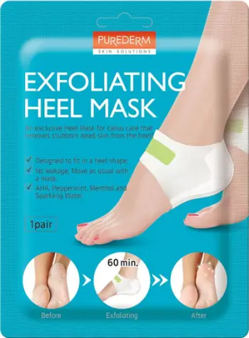 Maskë eksfoliuese për thembra Purederm për femra, 1 palë