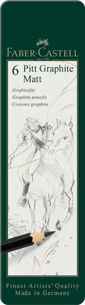 Set lapsa artistikë Faber Castell Pitt Graphite Matt, 6 copë, gradime 2B 12B, në kuti metalike