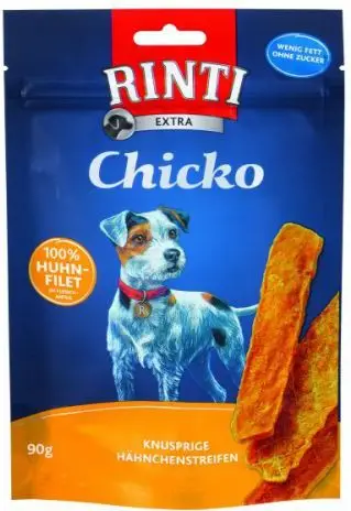Shpërblim për qen Rinti Chicko Strips Chicken, mish pule, 90g
