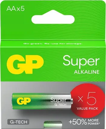 Bateri alkaline GP Super Alkaline AA LR6, 1.5V, paketim 5 copë