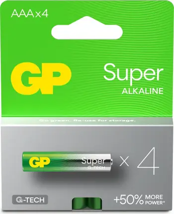 Bateri alkaline GP Recyko GP Super Alkaline G TECH AAA LR03, 1.5V, set 4 copë