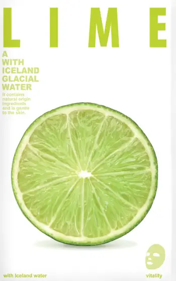 Maskë letre për fytyrë për femra Blue Dot Mask A me ujë akullnajash Islande dhe lime, 20g