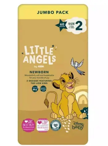 Pelena për fëmijë Little Angels Comfort & Protect, Numer 2, Jumbo Pack, 60 copë, 4–8 kg