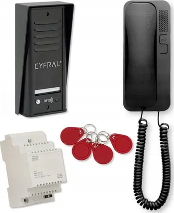 Set interfon CYFRAL COSMO R1, 1 linjë, lexues RFID, i zi