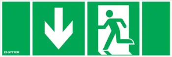 Piktogram emergjence Es-System Pictogram 9849381, 100x300 mm, dalje emergjence poshtë majtas, jeshile