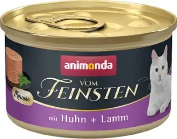Ushqim i lëngëshëm për mace Vom Feinsten Mousse pulë+ qingj 85 gr