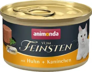 Ushqim i lëngëshëm për mace Vom Feinsten Mousse pulë+ lepur, 85 gr
