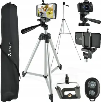 Tripod fotografik Izoxis Tripod, 45 133cm, telekomandë Bluetooth, i zi