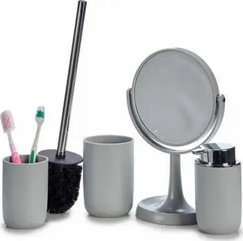 Set aksesorësh banjo Berilo, 4 pjesë, polipropilen dhe çelik inox, gri