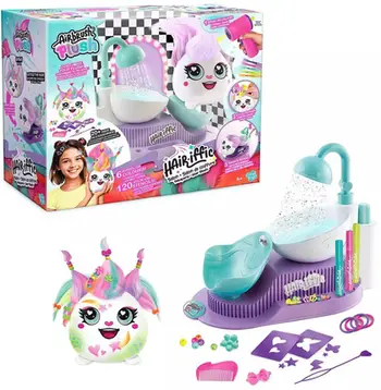 Set kreativ Airbrush Plush Hairiffic Salon, komplet personalizimi lodrash, me airbrush me bateri, për fëmijë 6+