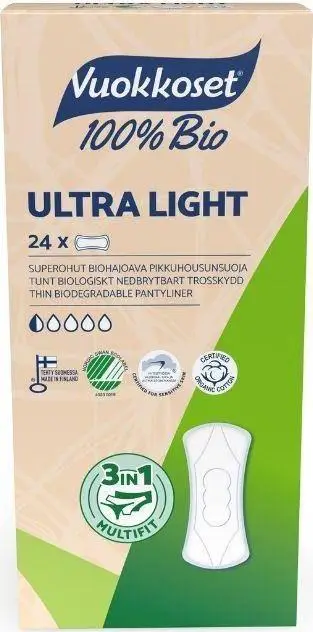 Peceta higjienike Vuokkoset 100% BIO Ultra Light, ultra të holla, 24 copë