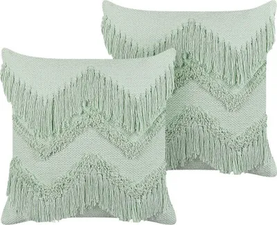 Set jastëkësh dekorativë Beliani BACOPA, 45 x 45 cm, pambuk, jeshile e çelët - 2